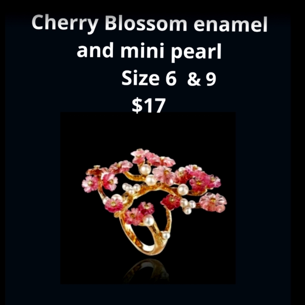 Adorable "Cherry Blossom Tree" ring, 6 & 9. 18k o/l